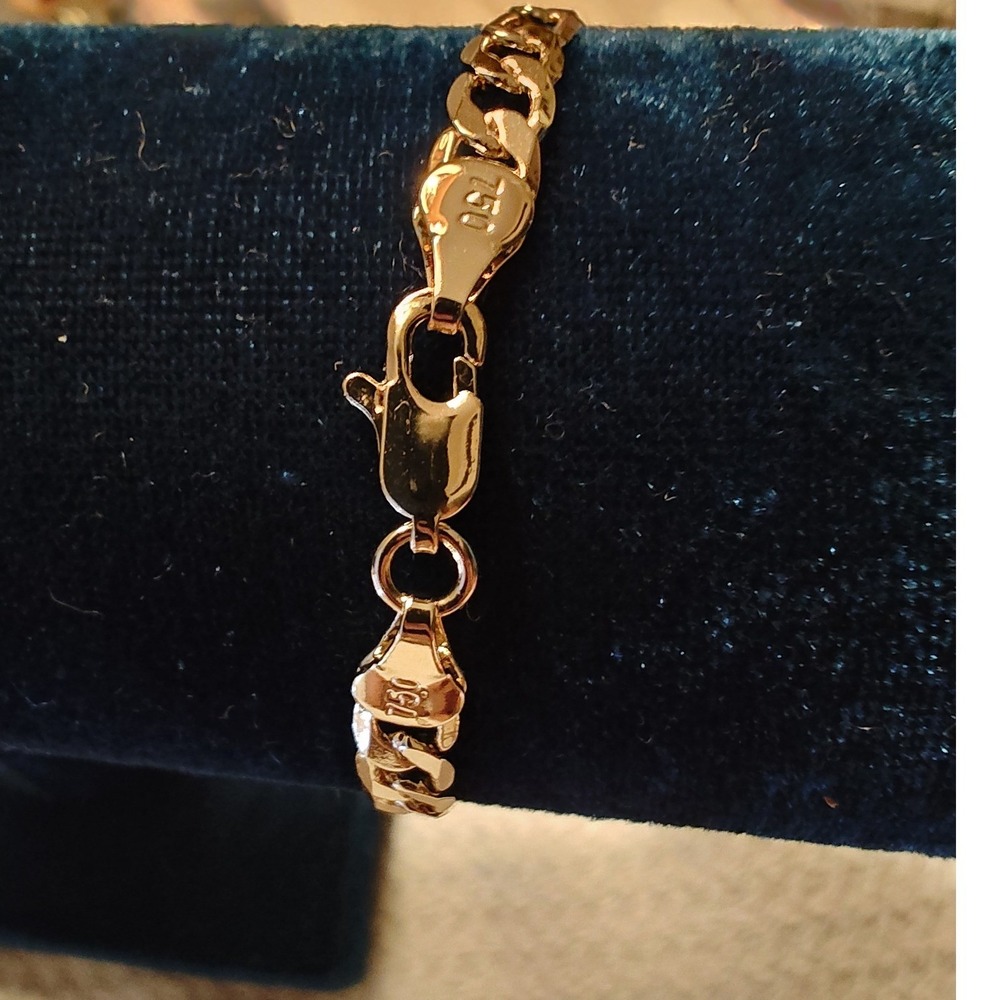 Bracelet Gold Virgin of Guadalupe 18K Plated Figaro Link Italy 750 Enamel - Picture 4 of 6